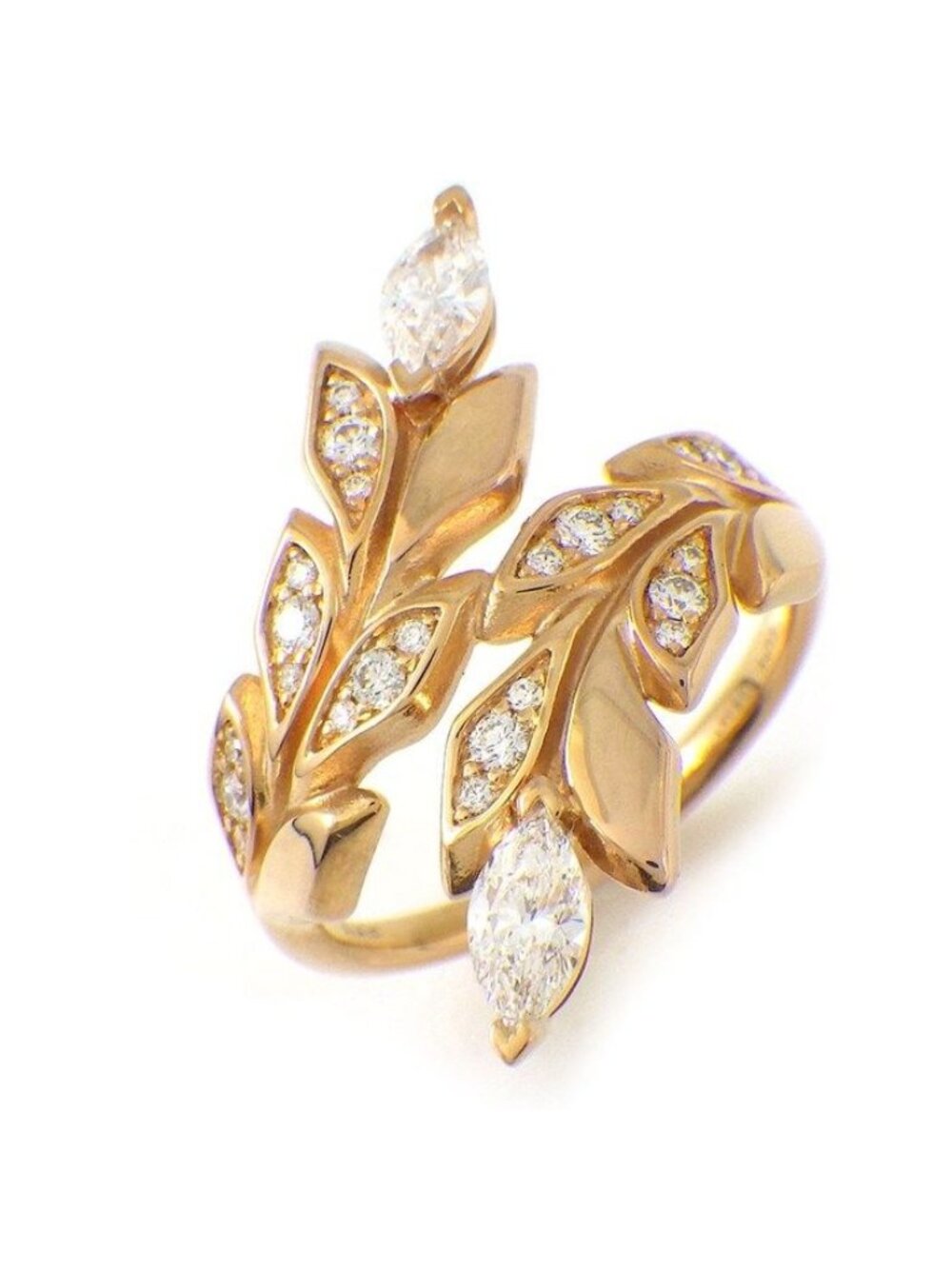 Tiffany & Co Ring Victoria Vine Bypass Diamond Total 18K Pink Gold